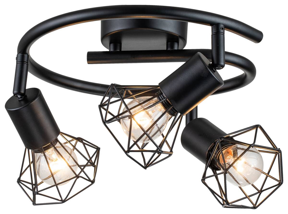 POCOline Spotspirale Aurelius schwarz Metall H/D: ca. 21x26 cm E14 3 Brennstellen