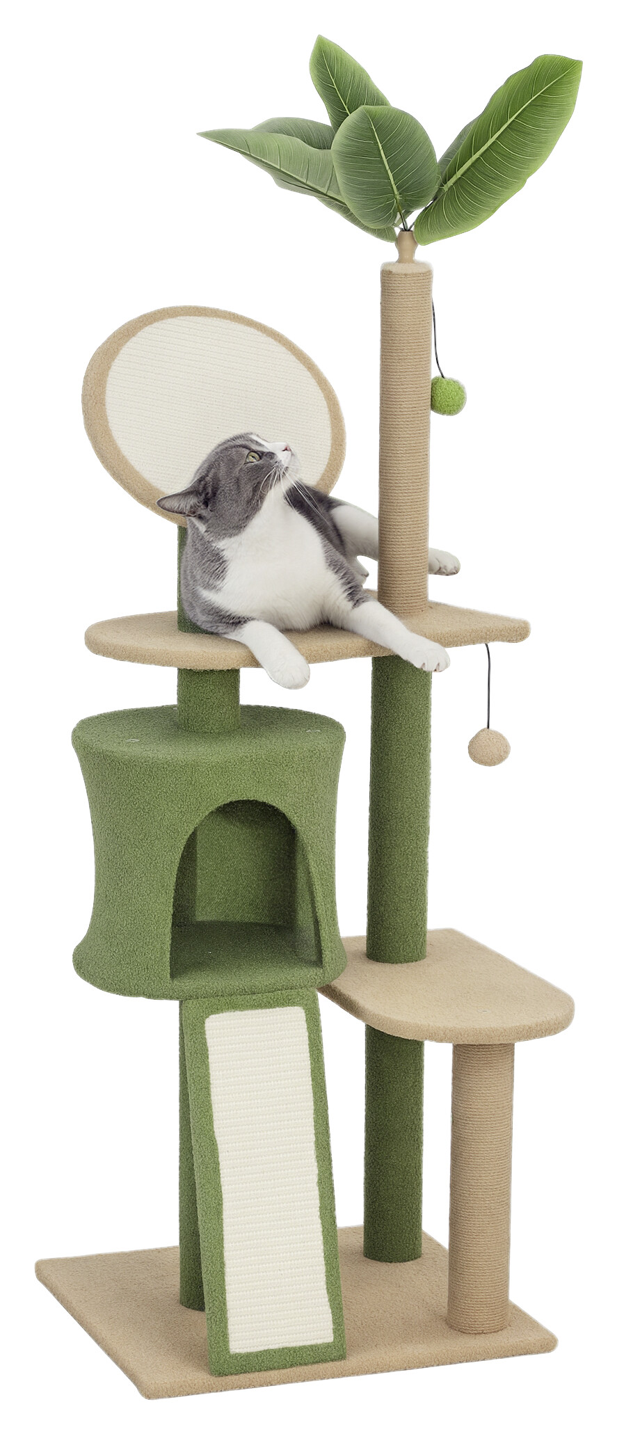 PawHut Kratzbaum grün Polyester B/H/L: ca. 44x139x48 cm