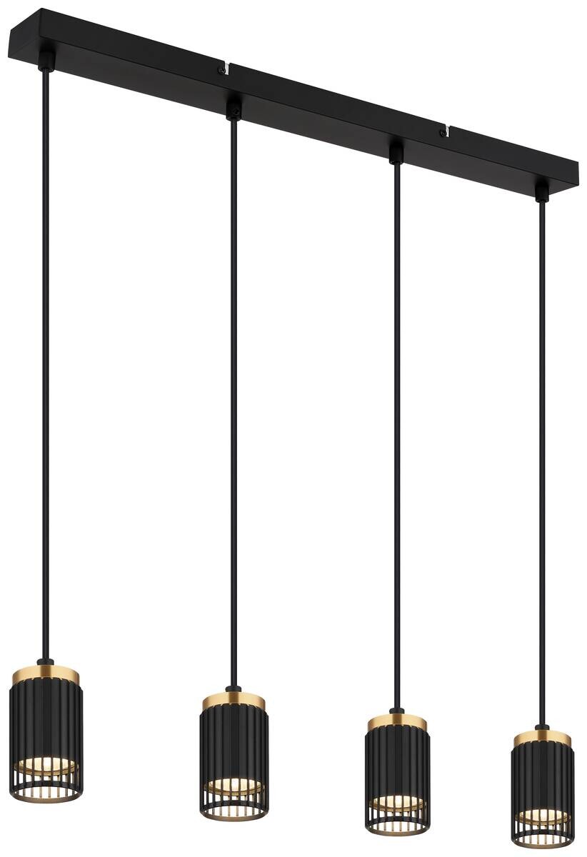 GLOBO Pendelleuchte mattschwarz Metall Aluminium B/H/T/L: ca. 6x120x60x60 cm GU10 4 Brennstellen