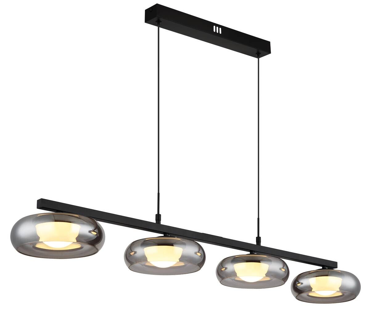 GLOBO Hängeleuchte Rauch schwarz Glas Metall B/H/L: ca. 26x17x124 cm