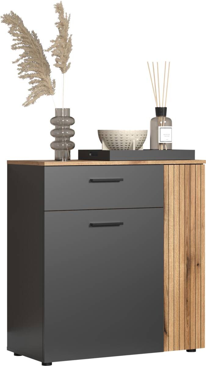 Kommode Esteban anthrazit Eiche Evoke Coast Nachbildung B/H/T: ca. 80x86x38 cm