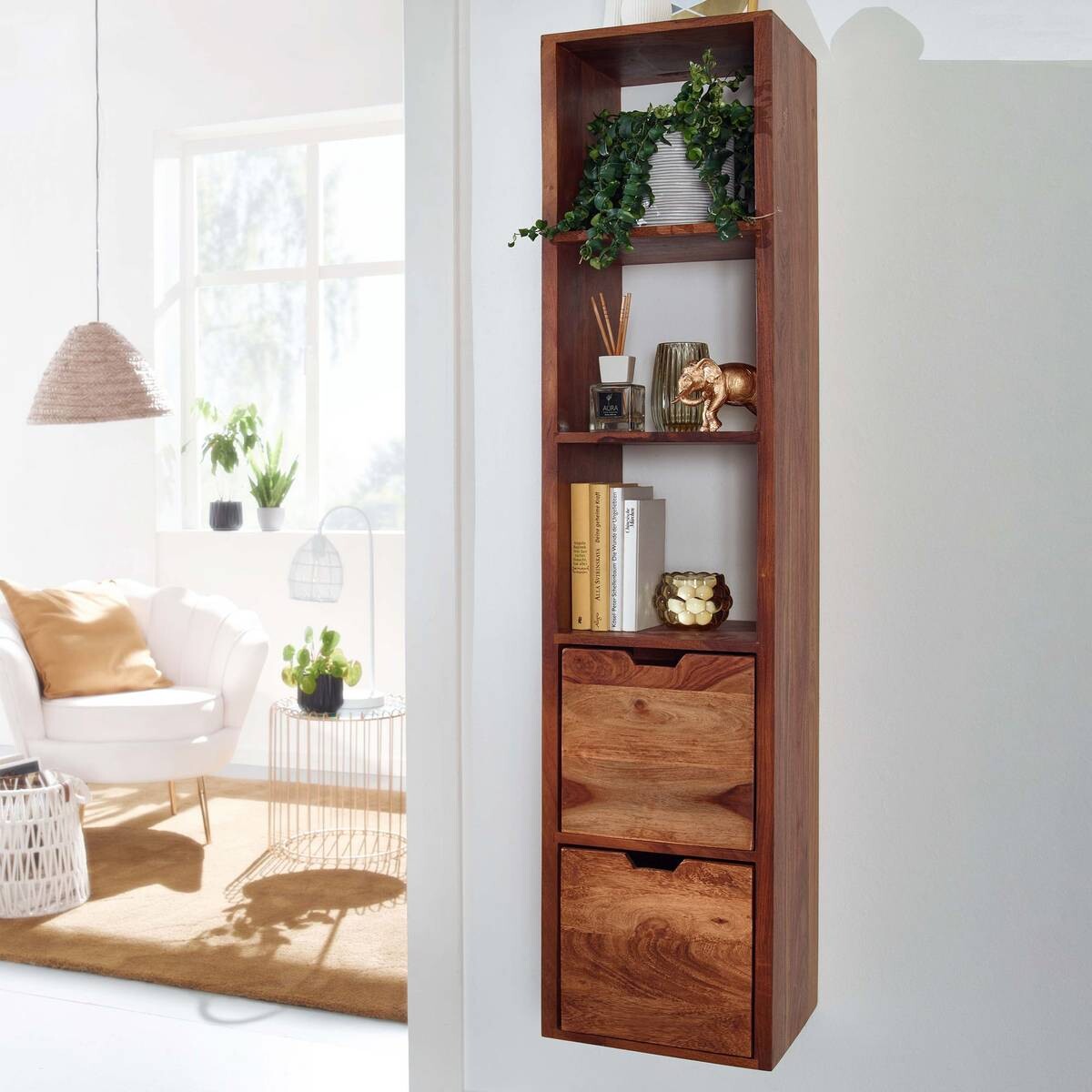 Wandregal rosenholz Holz B/H/T: ca. 35x150x30 cm