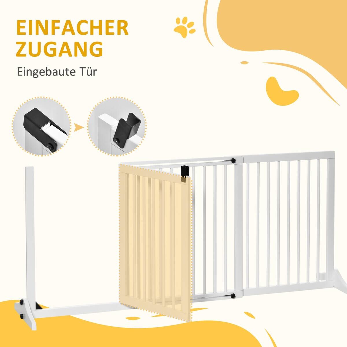 PawHut Schutzgitter weiß Edelstahl B/H/L: ca. 36x166x71 cm