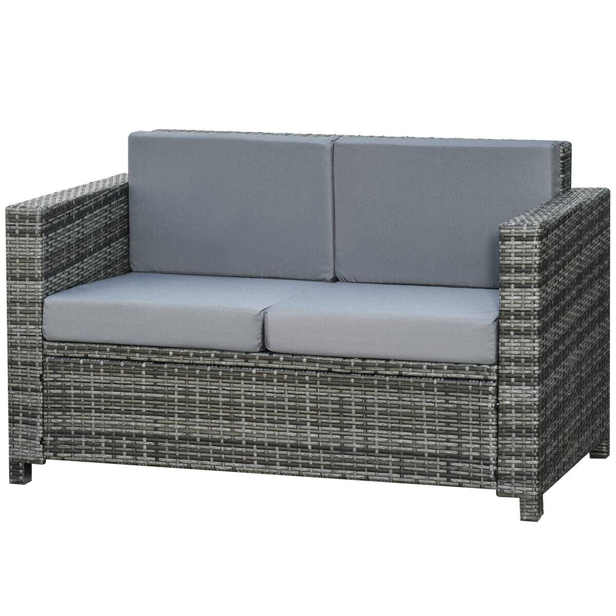 Outsunny Gartensofa grau Polyrattan B/H/L: ca. 70x130x80 cm