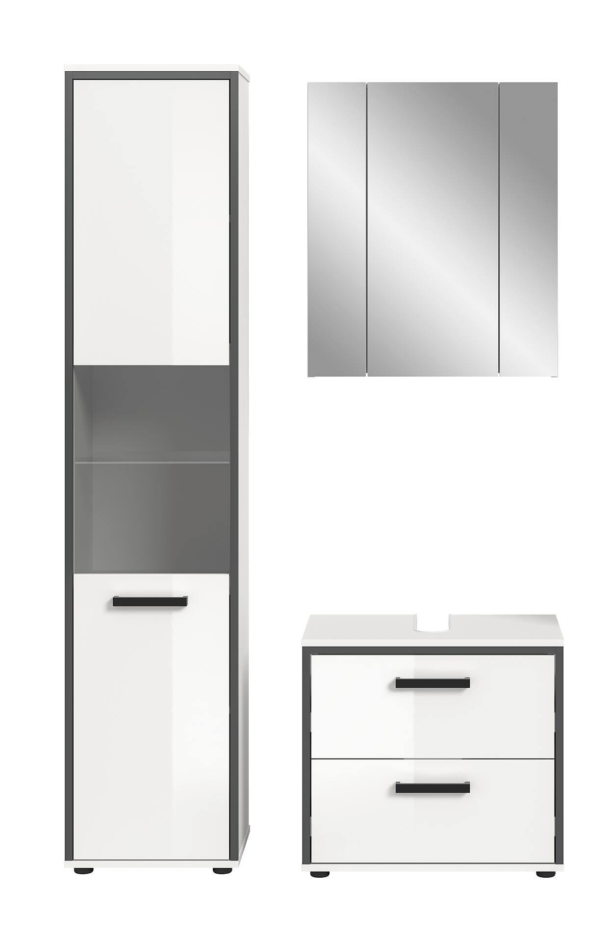 Badblock KOJAK weiß Hochglanz anthrazit grau B/H/T: ca. 115x188x37 cm Badblock KOJAK weiß Hochglanz anthrazit grau B/H/T: ca. 115x188x37 cm