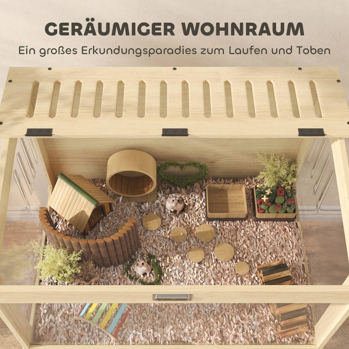 PawHut Hamsterkäfig Holzoptik MDF B/H/L: ca. 50x103x83,2 cm