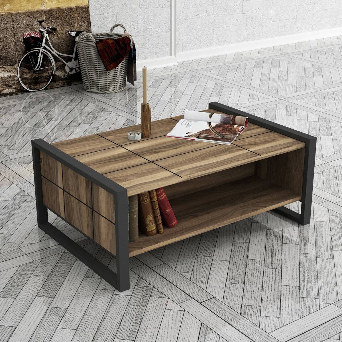 Couchtisch Lost walnuss Nachbildung B/H/T: ca. 94,4x38x64,5 cm