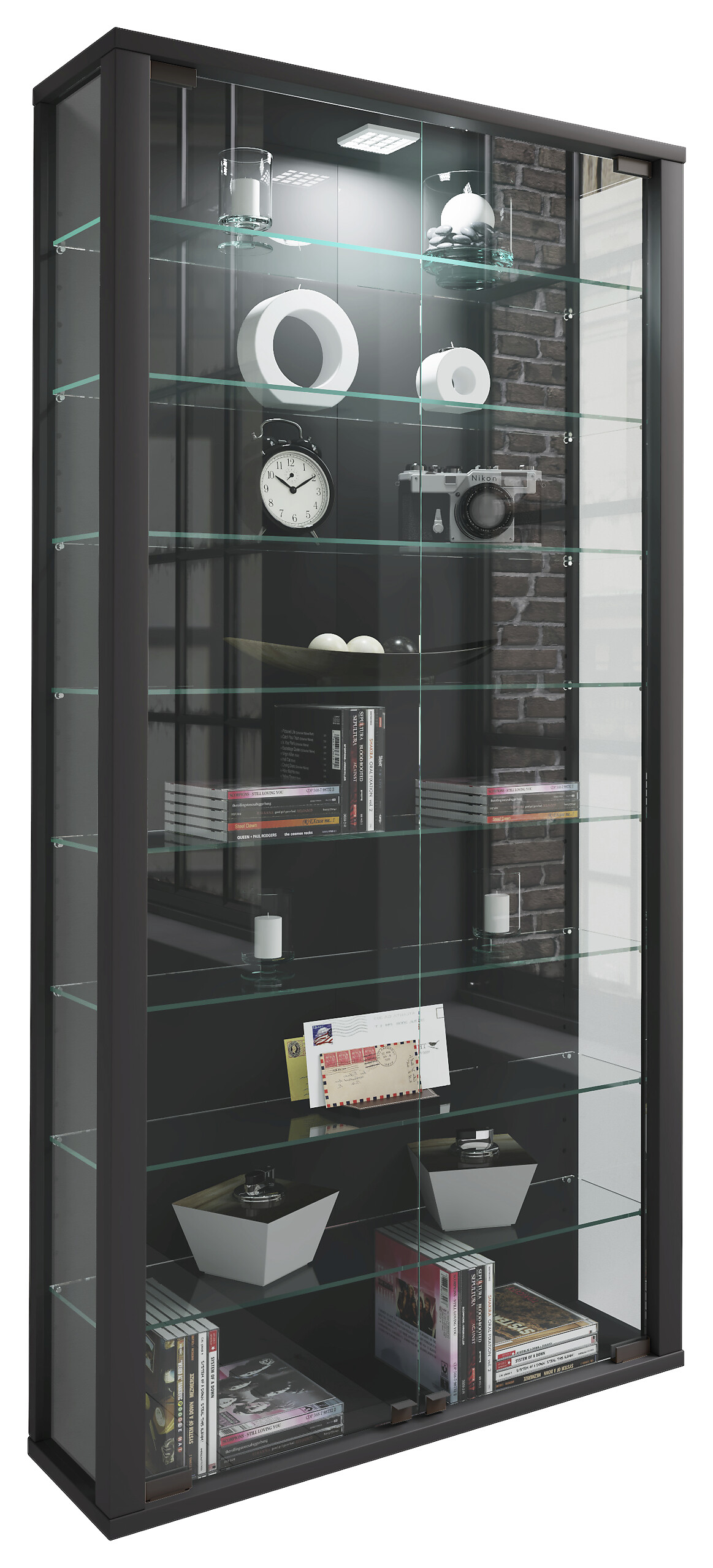 Vitrine Vitrosa Maxi schwarz Holzwerkstoff Glas B/H/T: ca. 59x113x18 cm Vitrine Vitrosa Maxi schwarz Holzwerkstoff Glas B/H/T: ca. 59x113x18 cm