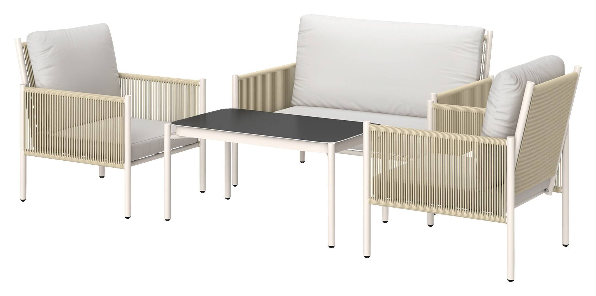 Outsunny Rattan Gartenmöbel-Set hellgrau Stahl B/H/L: ca. 68x82x116 cm