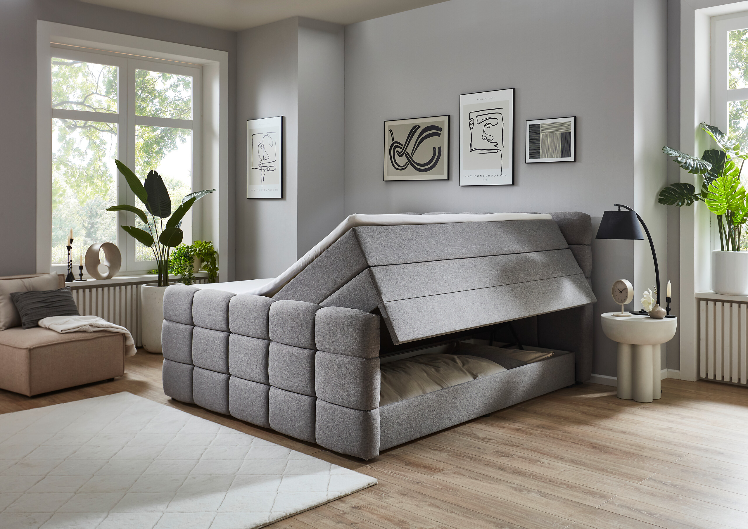 Boxspringbett Lugano hellgrau Liegefläche B/L: ca. 180x200 cm