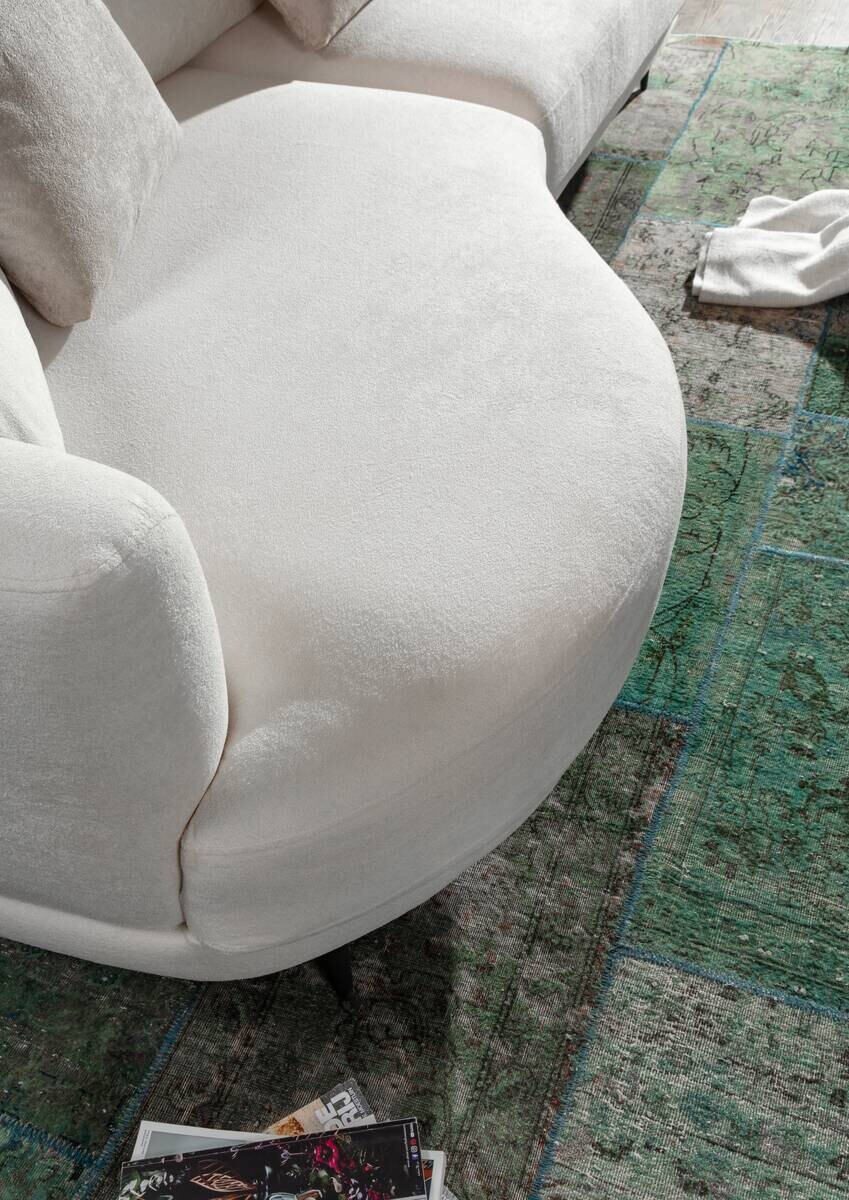 Ecksofa weiß Flachgewebe B/H/T: ca. 264x92x137 cm