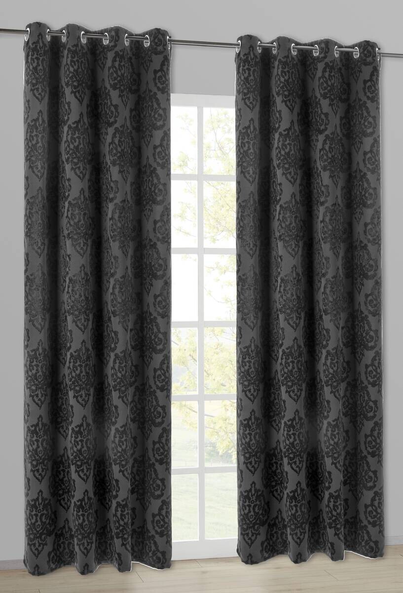 Verdunklungsvorhang Ornament schwarz B/L: ca. 135x245 cm