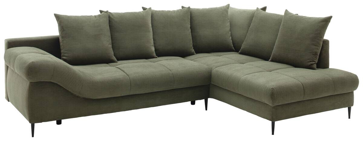 Ecksofa mit Bettfunktion und Bettkasten grün Microfaser B/H/T: ca. 299x92x205 cm