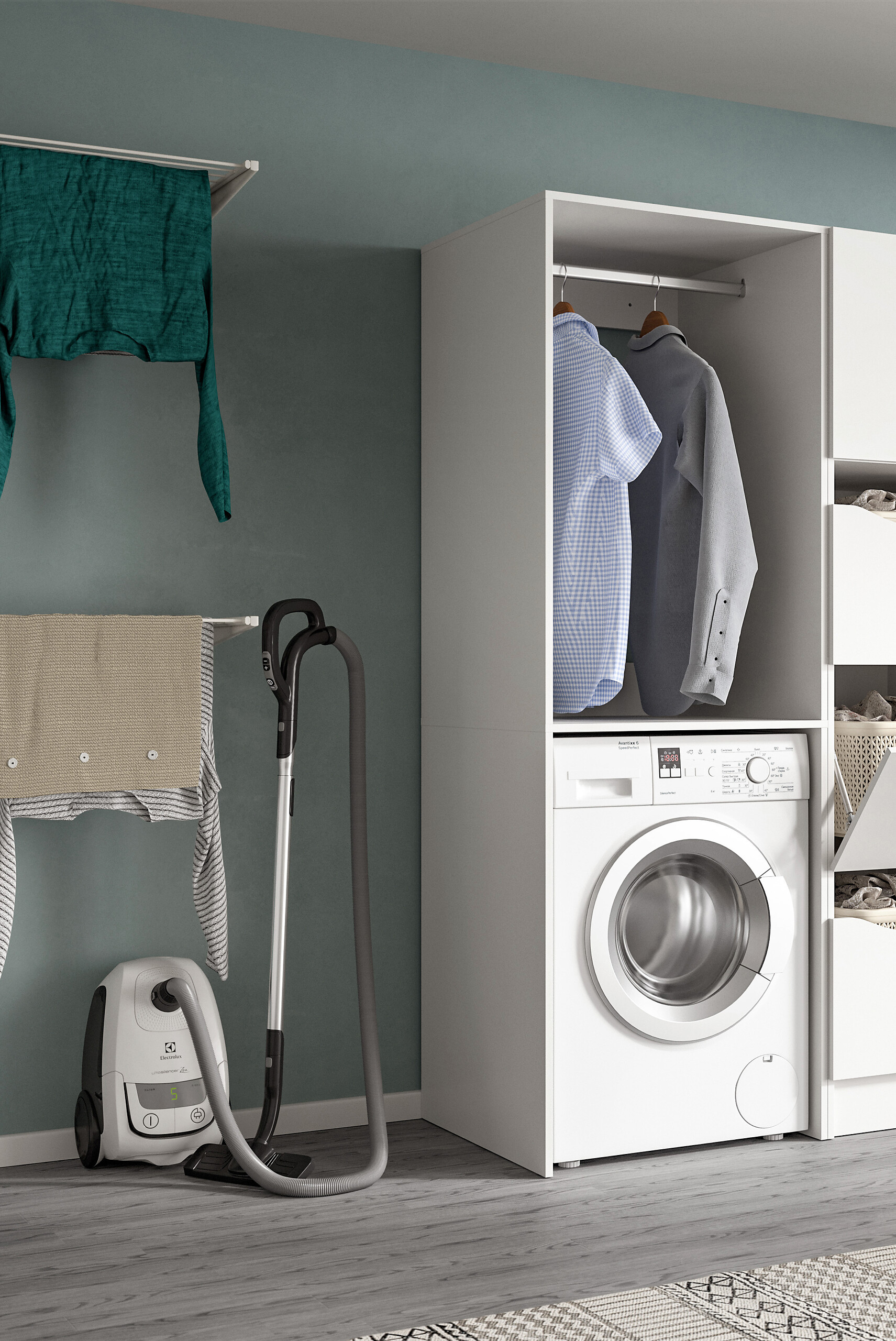 Waschmaschinenumbauschrank Free weiß B/H/T: ca. 66x196x66 cm