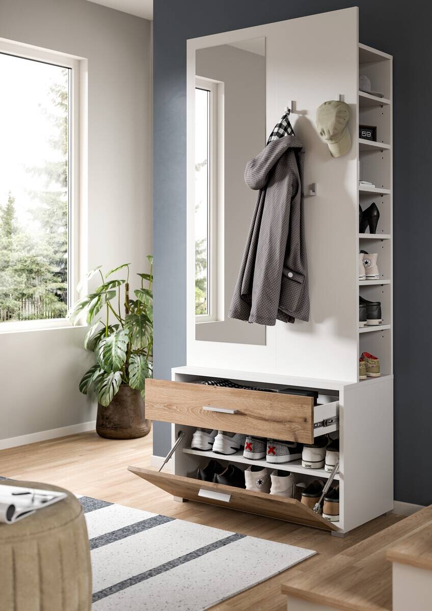 Garderobe POLO weiß Nox Oak Nachbildung B/H/T: ca. 80x190x38 cm