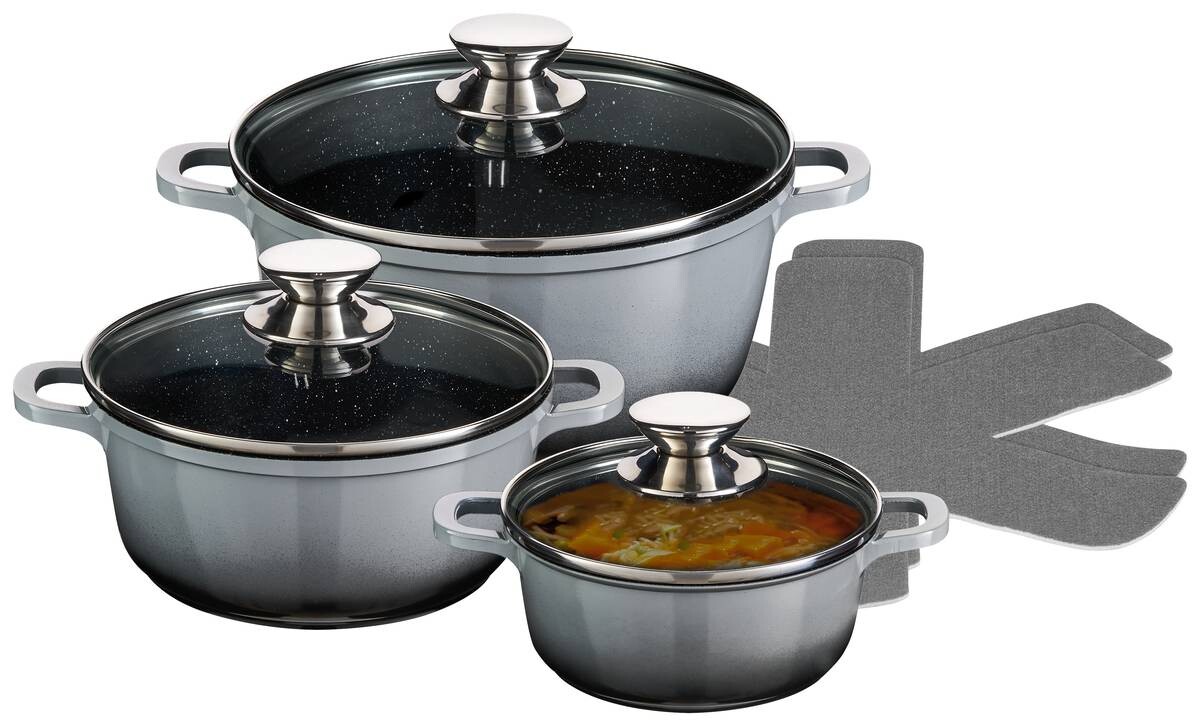 Topfset grau Aluguss 8 tlg.