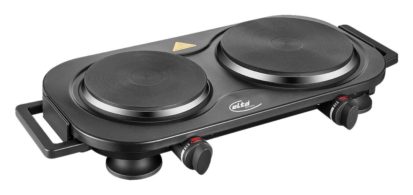 Elta Doppelkochplatte DKP-205.1 schwarz Metall B/H/T: ca. 28x8x29 cm