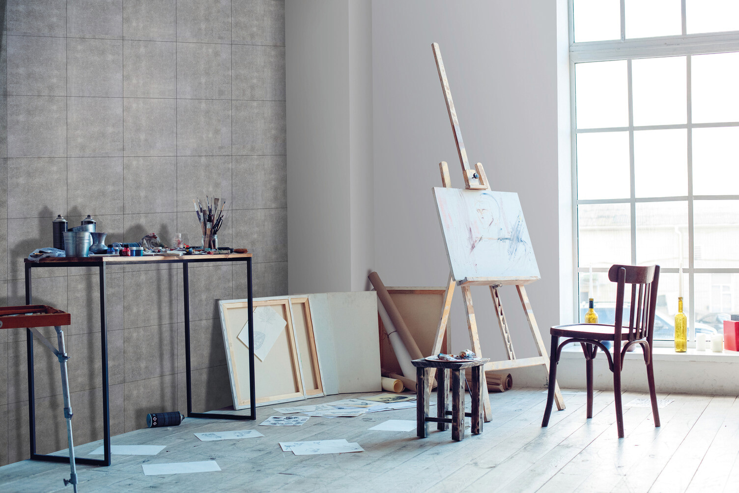 d-c-fix Wandfliese selbstklebend grau B/L: ca. 30,5x30,5 cm