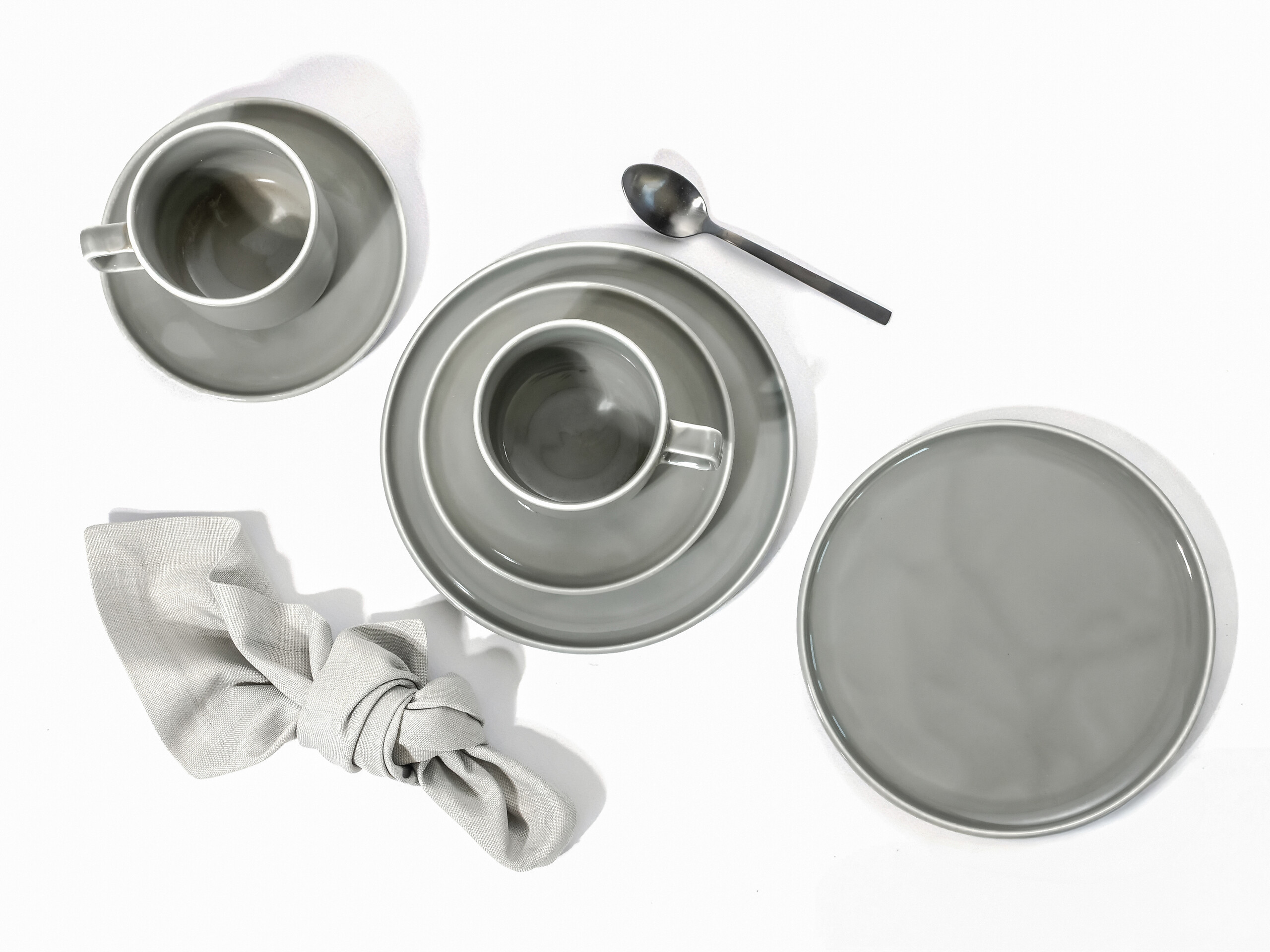 CreaTable Kaffeeservice Chef Collection grau Porzellan 18 tlg.