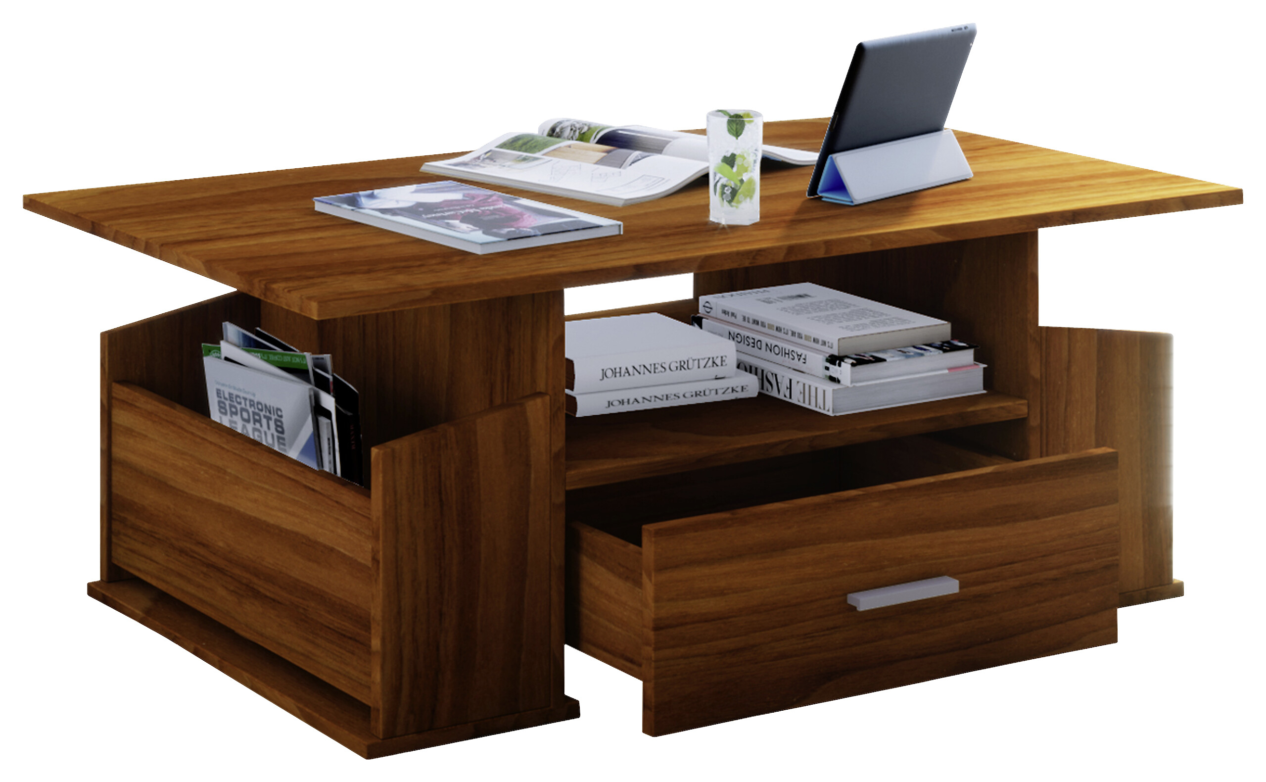 VCM Möbel Couchtisch Junata nussbaum Holzwerkstoff B/H/T: ca. 110x44x52 cm