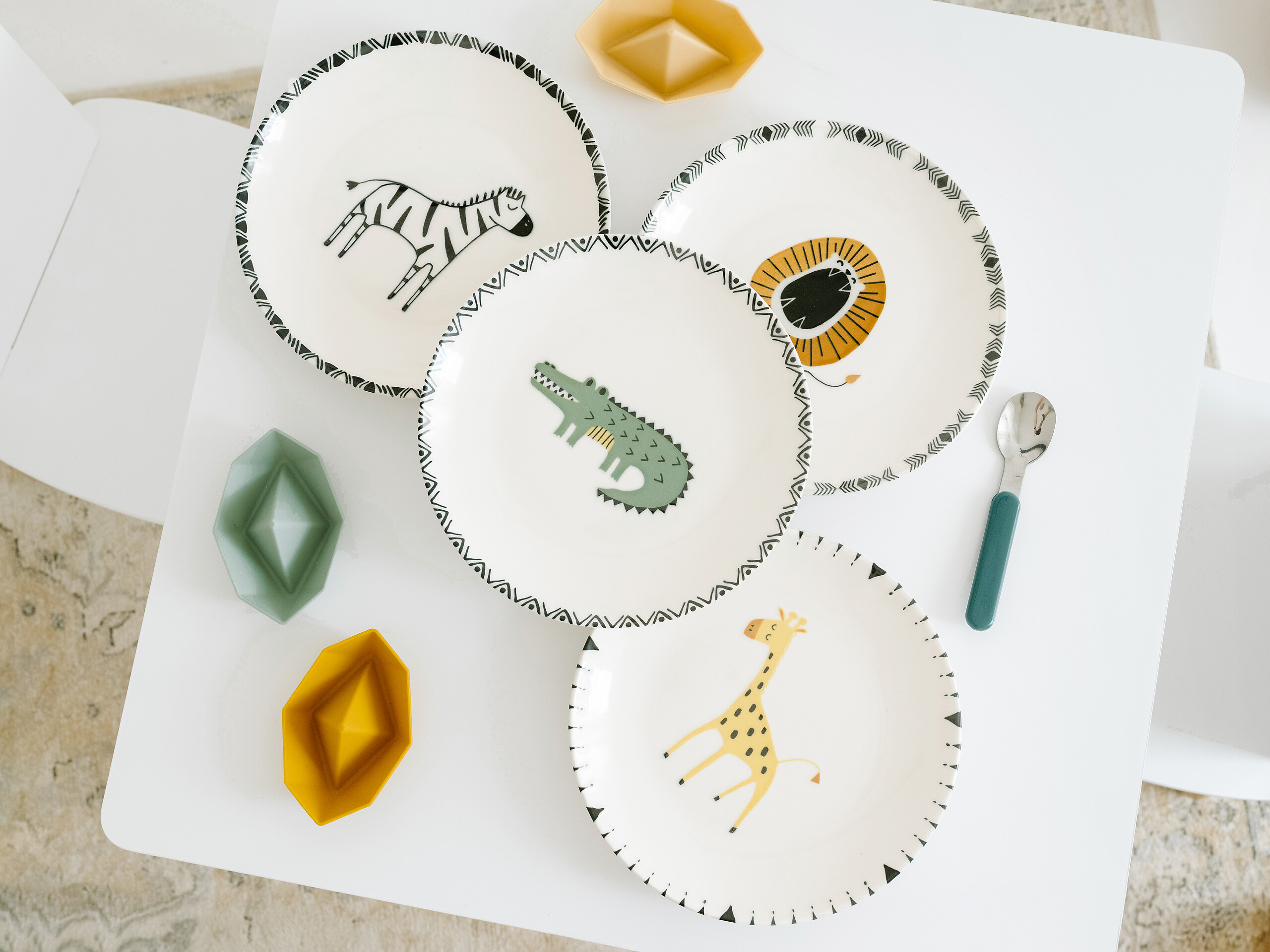 CreaTable Tellerset Safari mehrfarbig Steinzeug D: ca. 21 cm