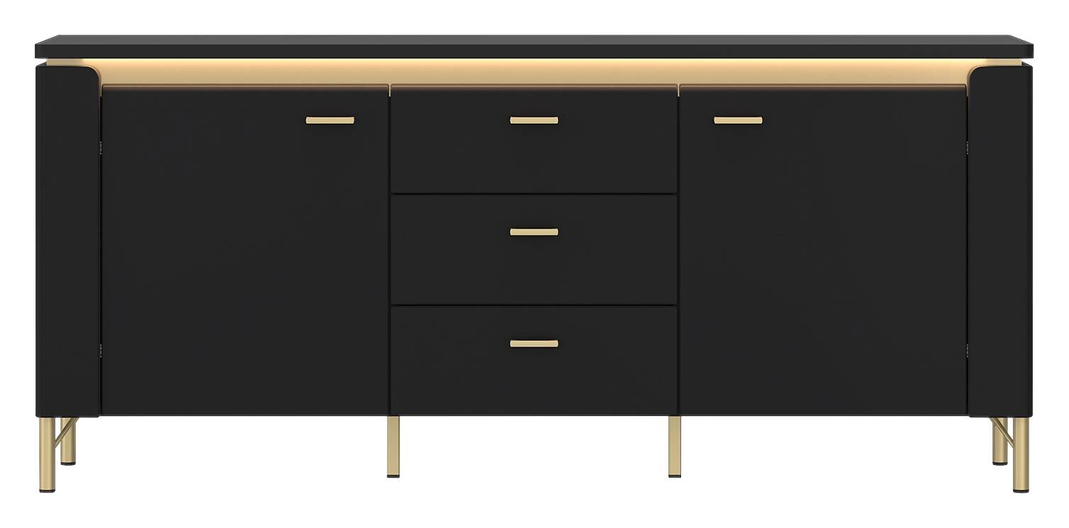 Lowboard Norica schwarz matt gold Optik B/H/T: ca. 155x70x40 cm