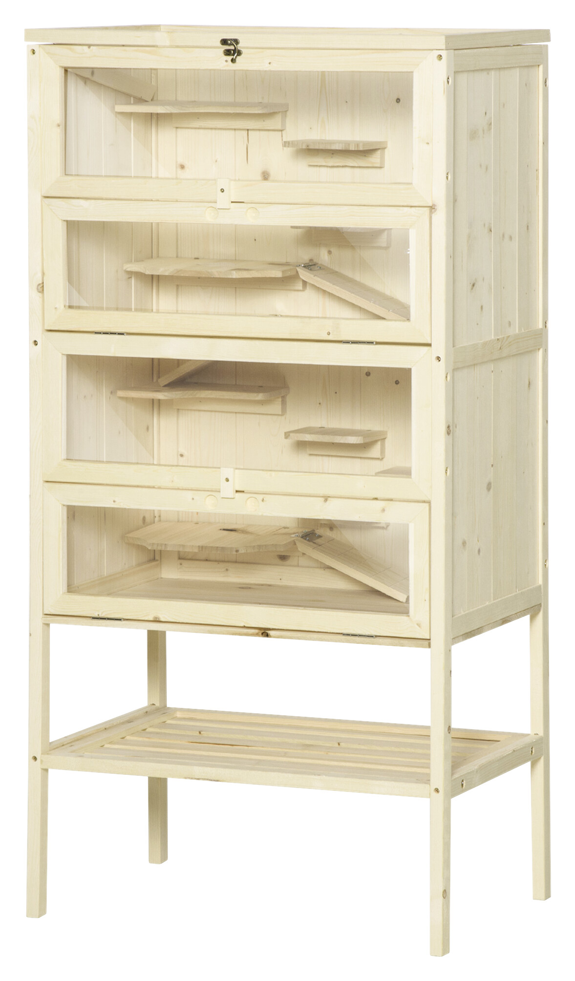 PawHut Kleintierkäfig Holzoptik Stahl B/H/L: ca. 40x120x60 cm