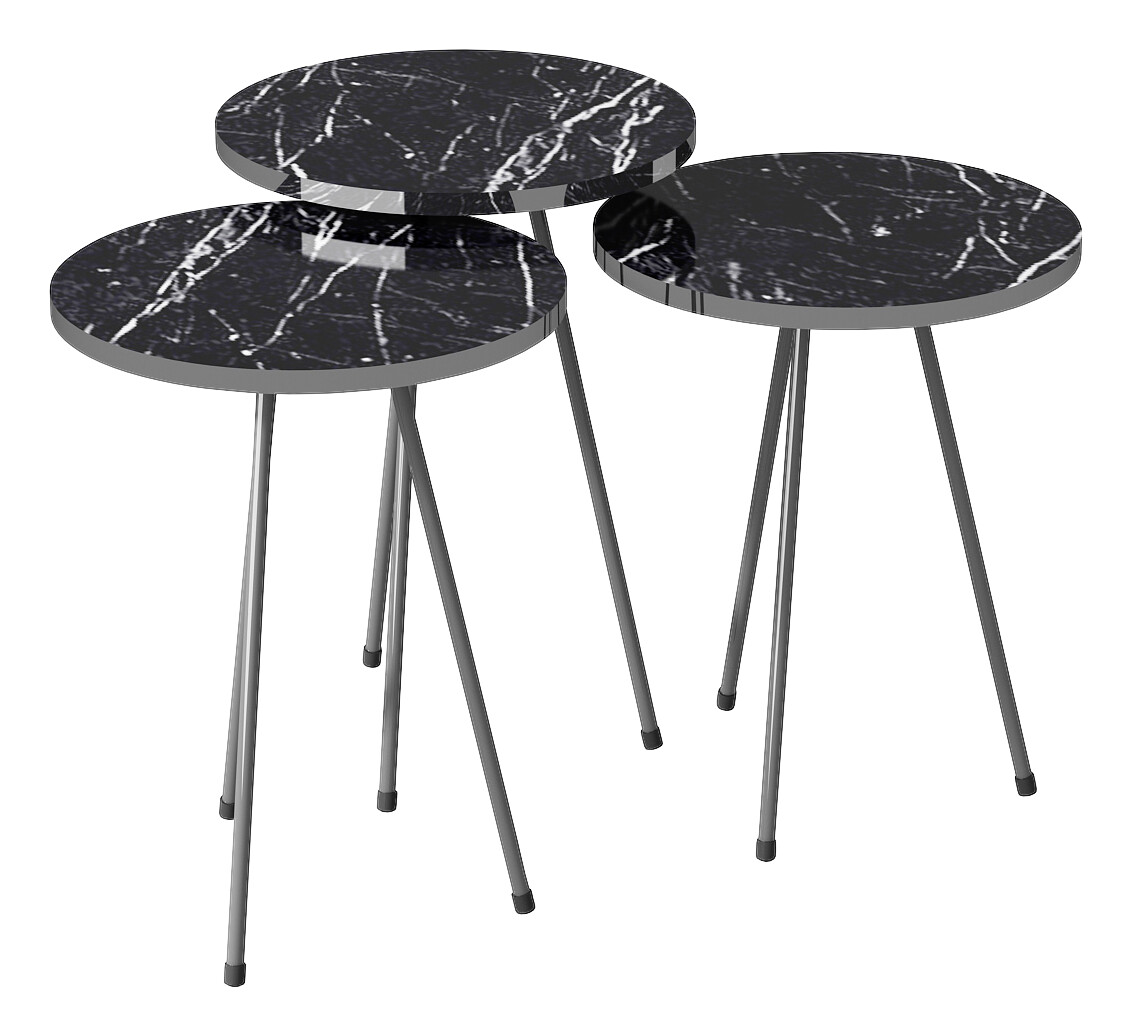 Beistelltisch 3er-Set. 21796177 schwarz Marmoroptik B/H/T: ca. 38x53,5x38 cm