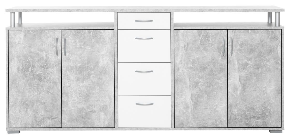 Sideboard Maximo Beton Optik weiß B/H/T: ca. 208x94x38 cm