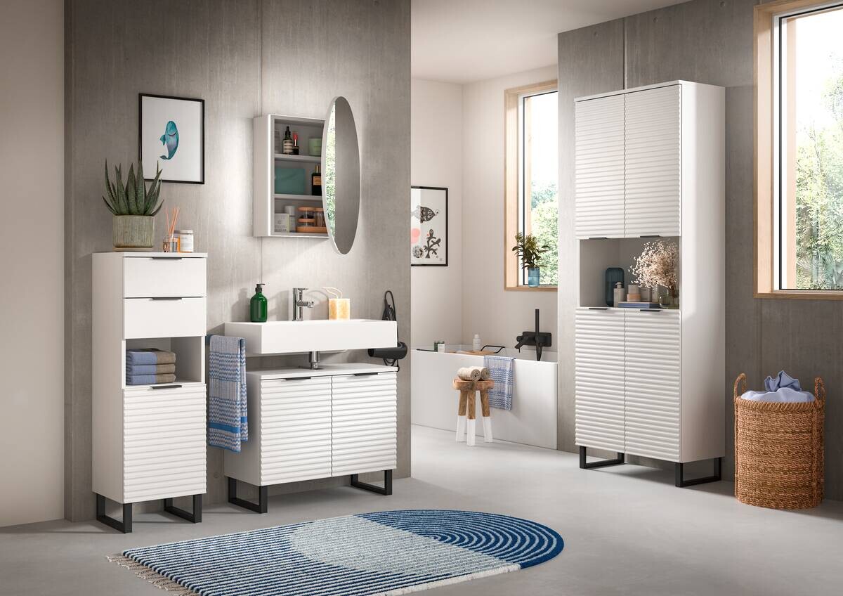 Waschbeckenunterschrank Riff weiß B/H/T: ca. 70x59x34 cm