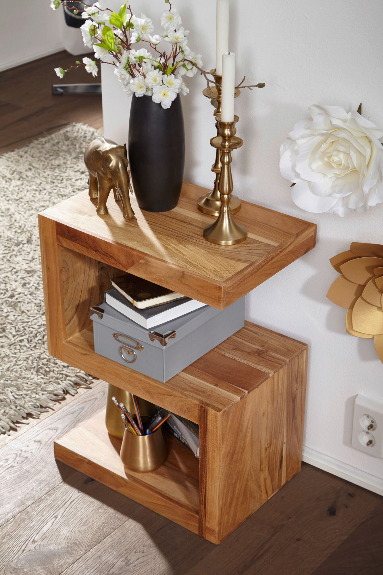 Beistelltisch natur Akazie B/H/T: ca. 44x60x30 cm