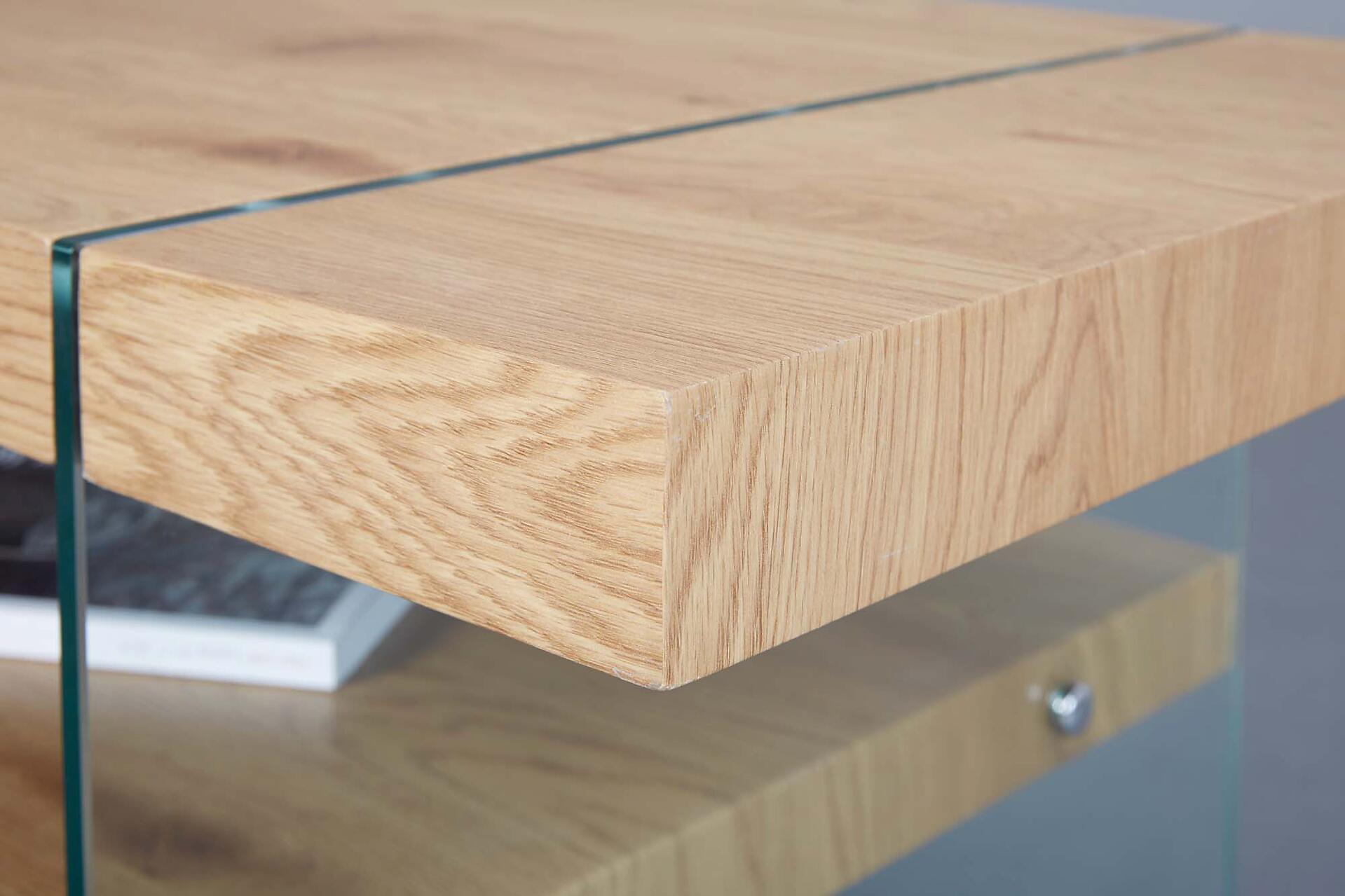 Inter Link Couchtisch Benina Eiche Wild Holzwerkstoff Glas B/H/T: ca. 110x60x45,5 cm