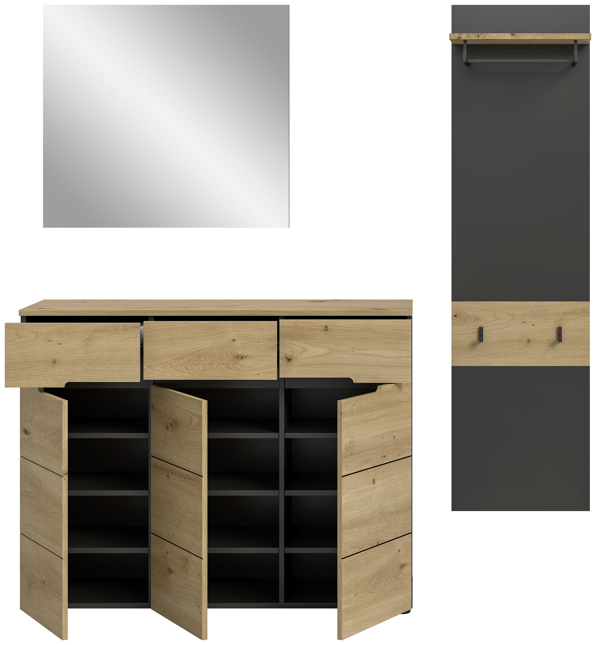 Garderobe Canu basaltgrau Nachbildung Artisan Nachbildung B/H/T: ca. 180x190x37 cm