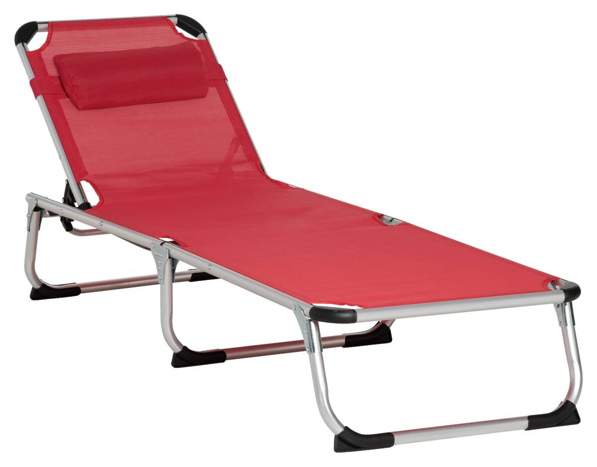 Outsunny Gartenliege rot Aluminium B/H/L: ca. 60x28x189 cm