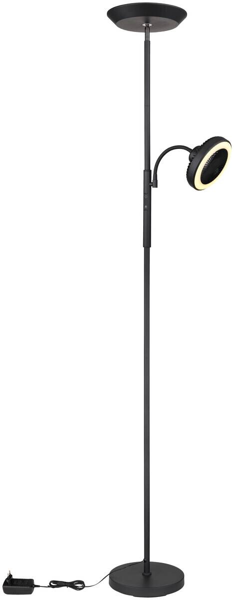 GLOBO Deckenfluter mattschwarz Chrom Metall Kunststoff B/H/T: ca. 25x178x33,7 cm