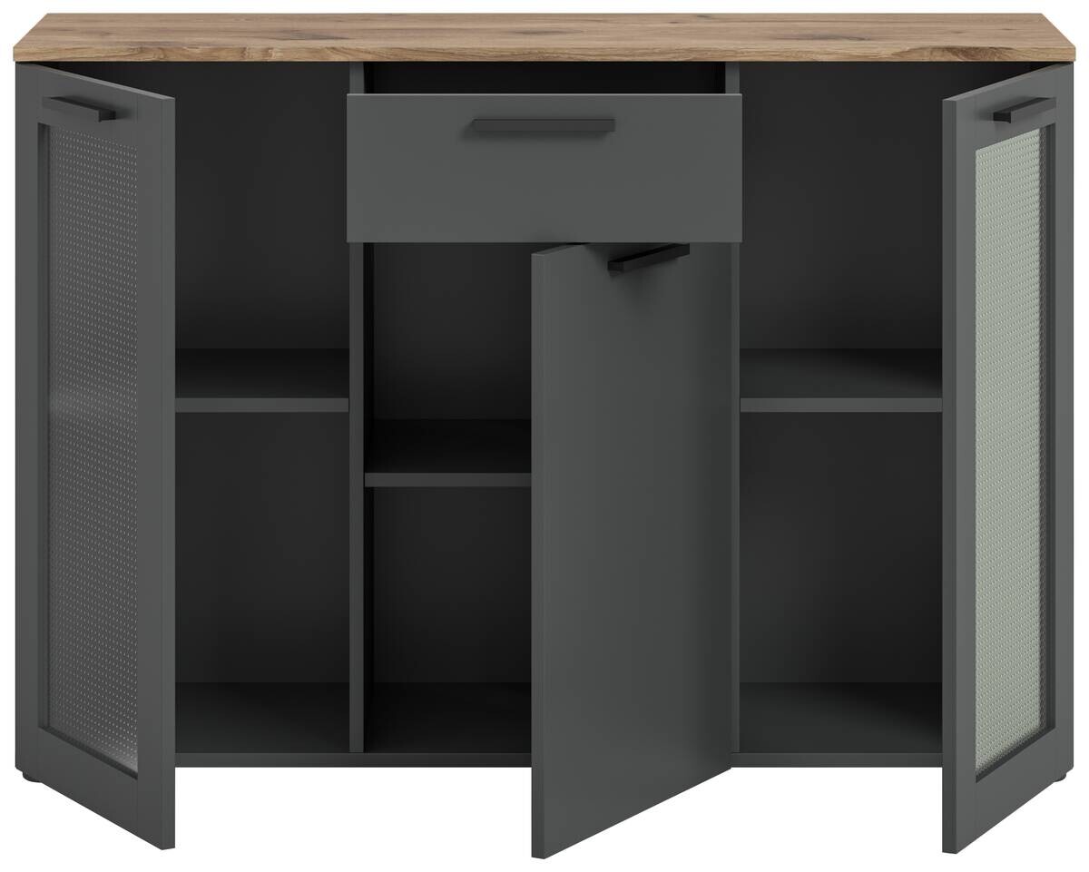 Sideboard Niklas anthrazit Eiche Nox Oak Nachbildung B/H/T: ca. 120x84x35 cm