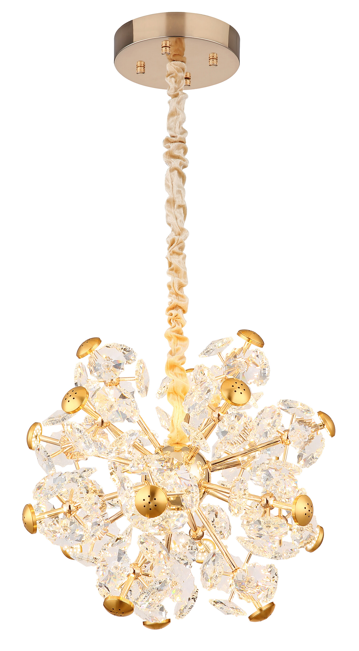 GLOBO Pendelleuchte gold klar Glas Metall H/D: ca. 125x50 cm 1.0 Brennstellen