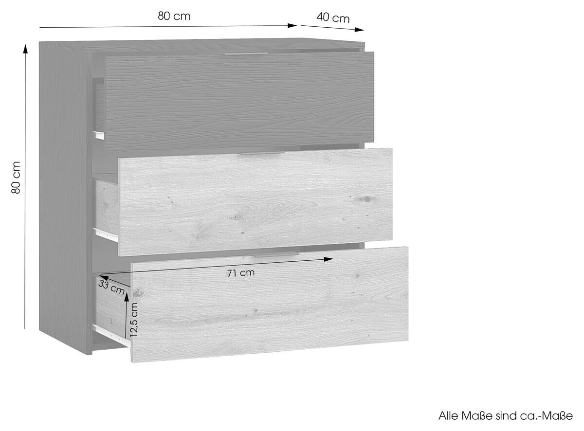 Kommode RIMINI schwarz Eiche Nachbildung B/H/T: ca. 80x80x40 cm