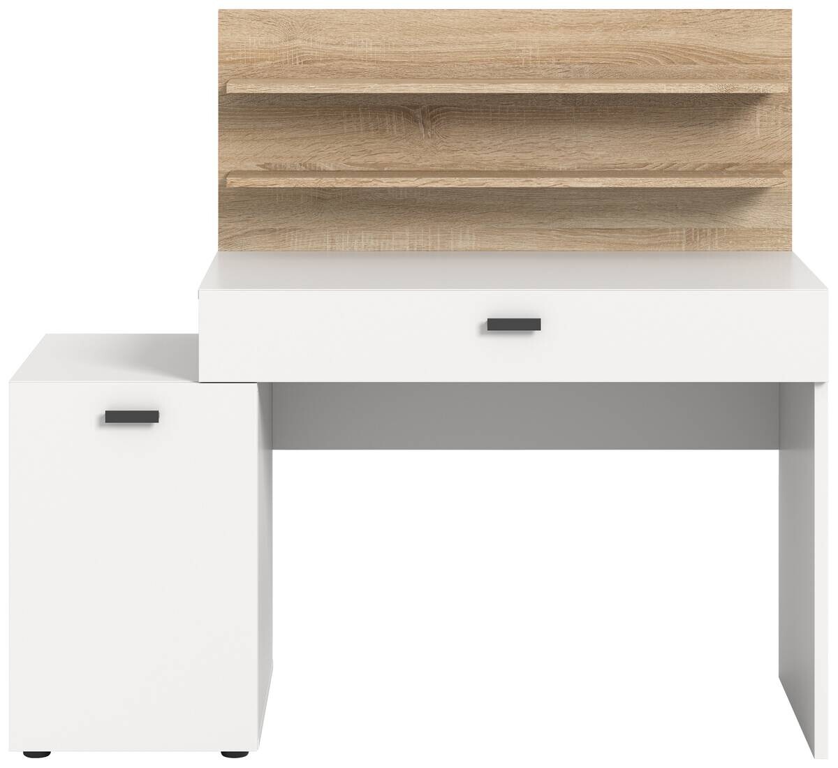 Schreibtisch Match weiß Eiche Sonoma Nachbildung B/H/T: ca. 130x117x54 cm Schreibtisch Match weiß Eiche Sonoma Nachbildung B/H/T: ca. 130x117x54 cm