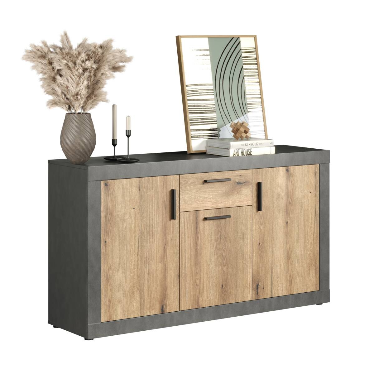 Sideboard Salvada Eiche Evoke Coast Nachbildung anthrazit B/H/T: ca. 149x83x40 cm