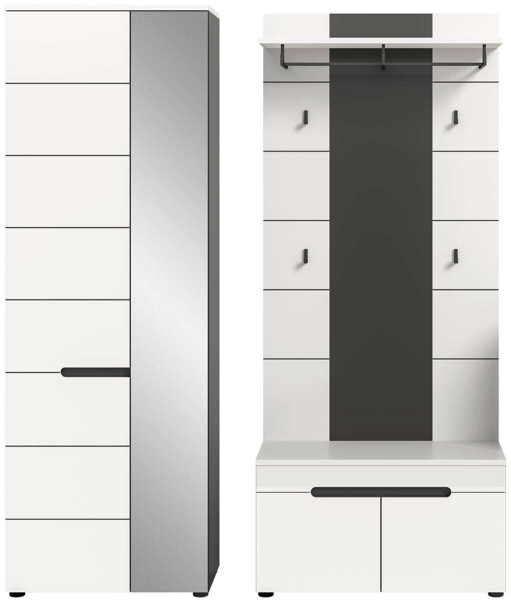 Garderobe Canu basaltgrau Nachbildung weiß B/H/T: ca. 160x190x37 cm