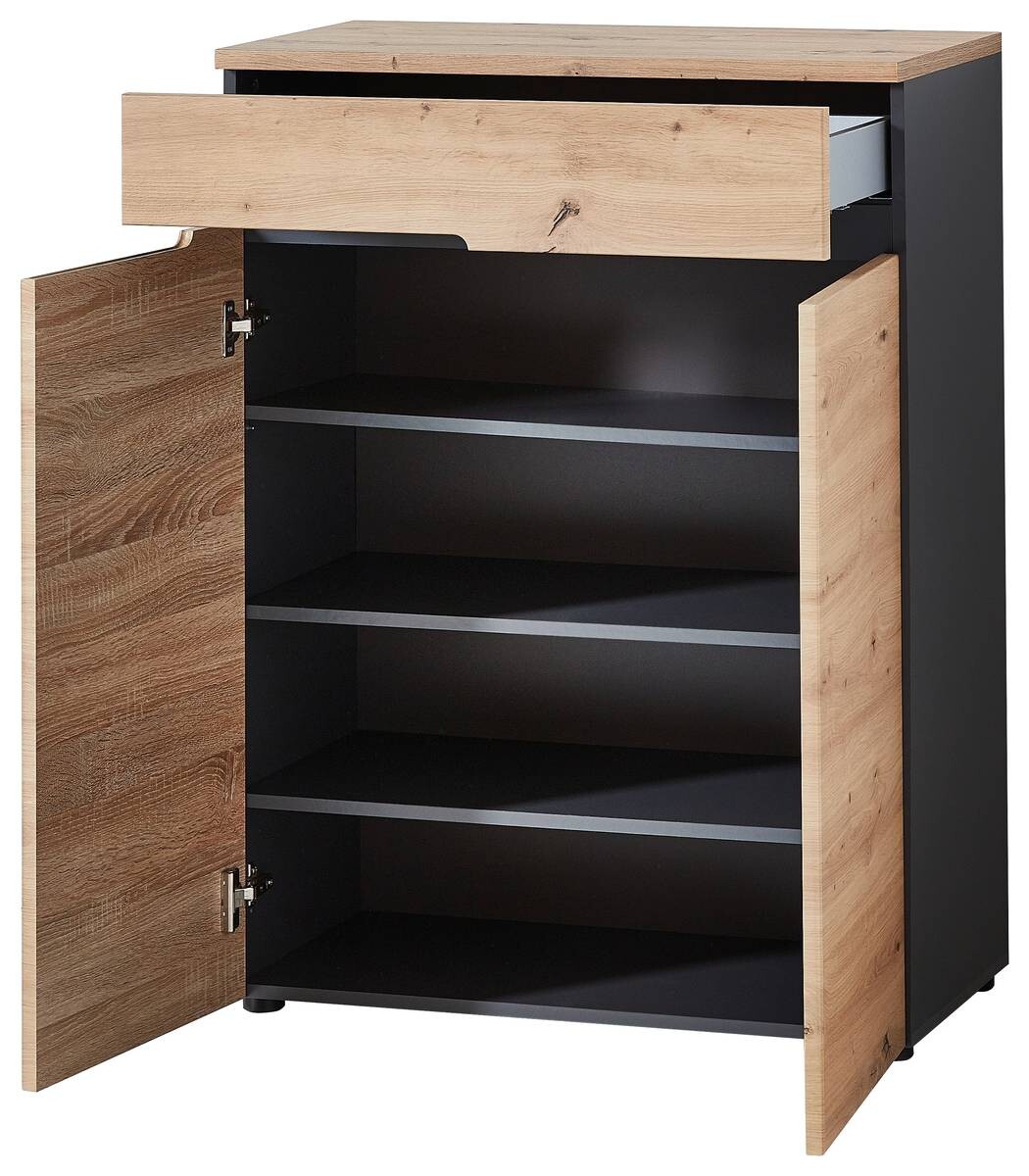 Schuhkommode Memphis Eiche Artisan Nachbildung Graphit B/H/T: ca. 80x107x38 cm