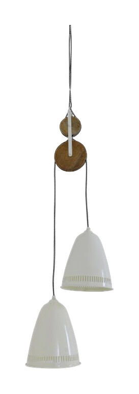 Näve Leuchten Gegenzug-Pendelleuchte NV6074011 weiß natur Metall Holz H/D: ca. 110x21 cm E27 2 Brennstellen