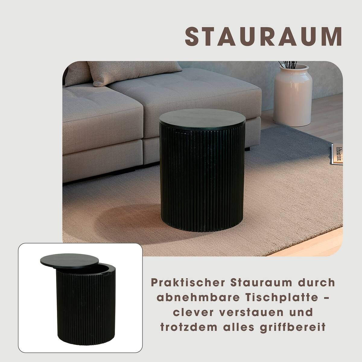 Beistelltisch OWEN schwarz Mango H/D: ca. 50x40 cm