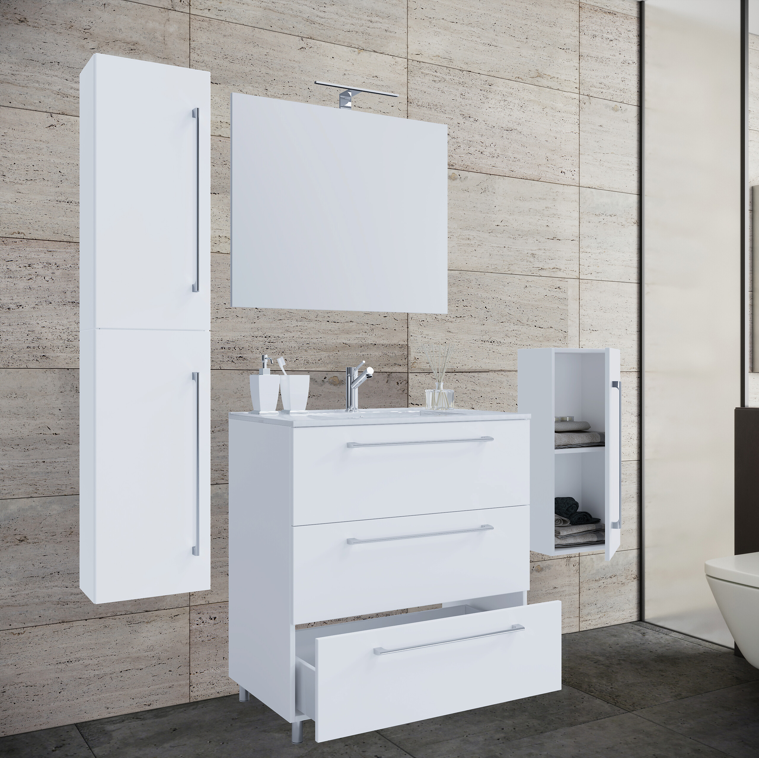 Waschplatz 5tlg-Schubo weiß B/H/T: ca. 80x86x46 cm Waschplatz 5tlg-Schubo weiß B/H/T: ca. 80x86x46 cm