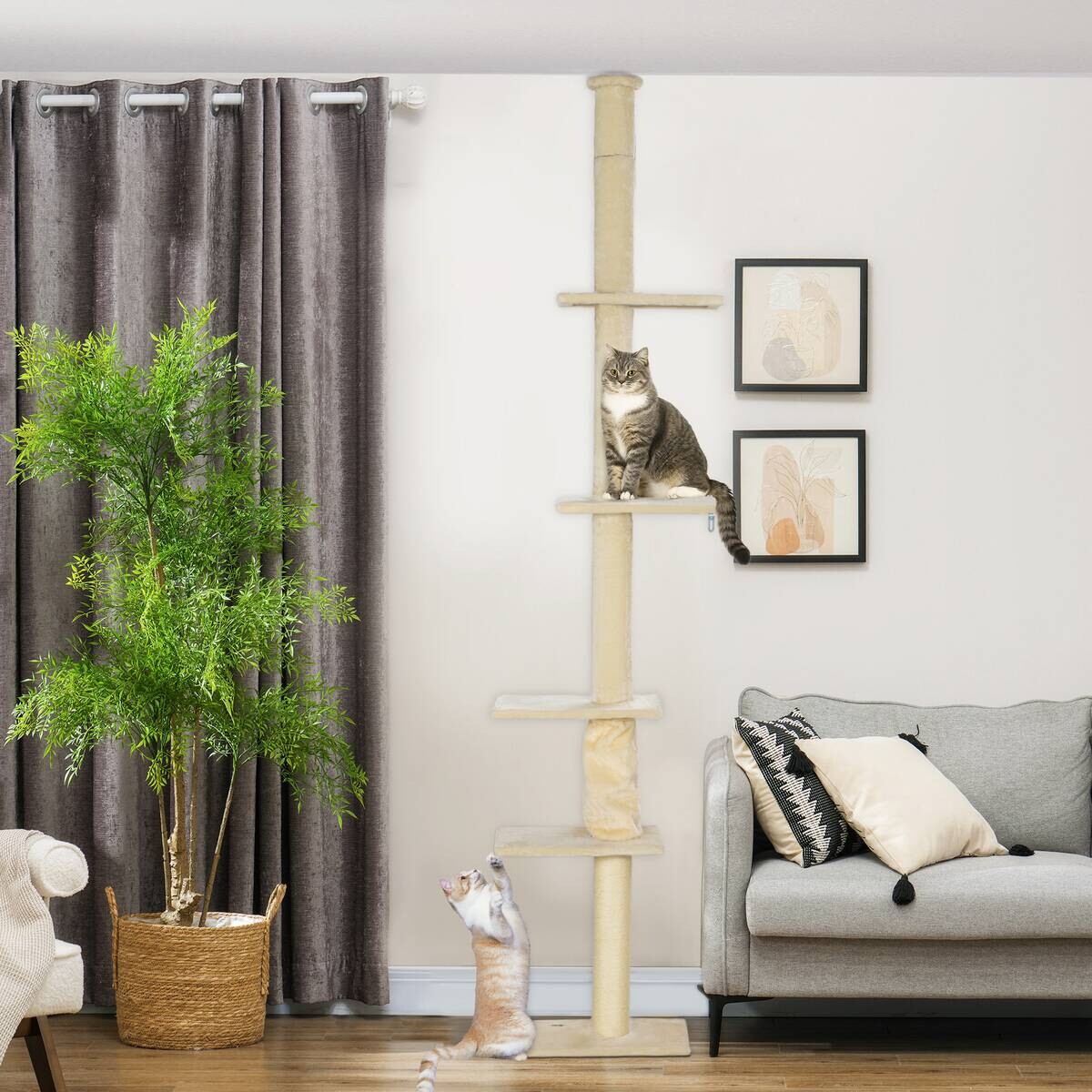 PawHut Kratzbaum cremeweiß Spanplatte B/H/L: ca. 26,5x275x42,5 cm