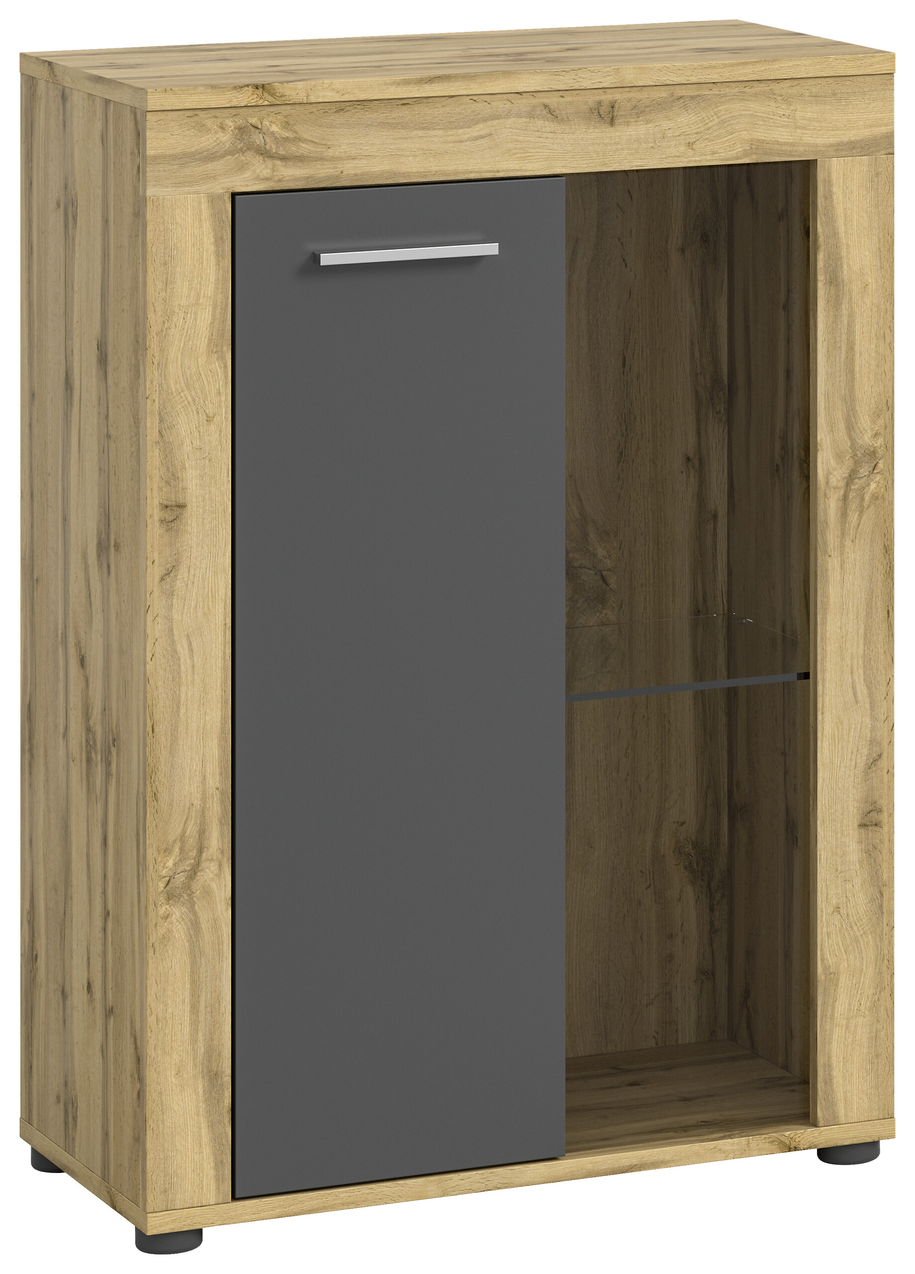 Vitrine Jam Eiche Wotan Nachbildung grau B/H/T: ca. 60x86x35 cm Vitrine Jam Eiche Wotan Nachbildung grau B/H/T: ca. 60x86x35 cm