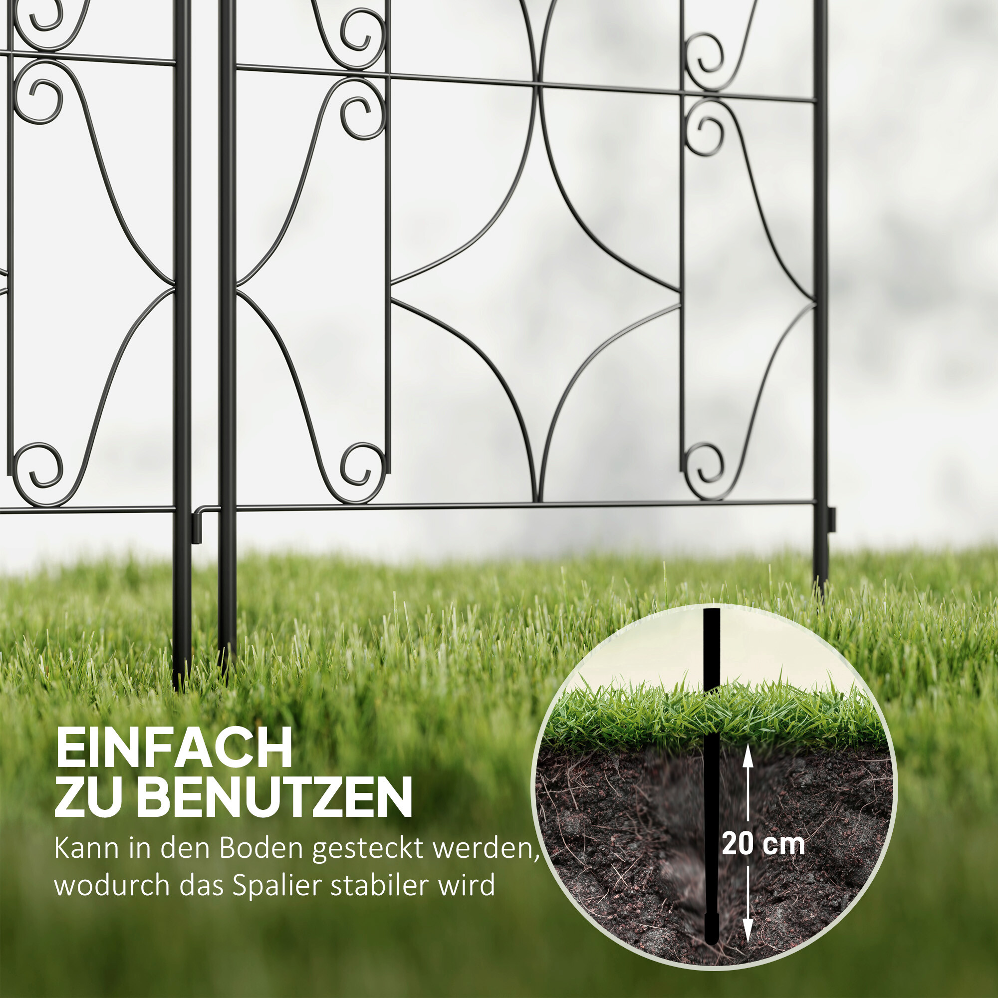 Outsunny Rankgitter schwarz B/H/L: ca. 1,3x150x50 cm