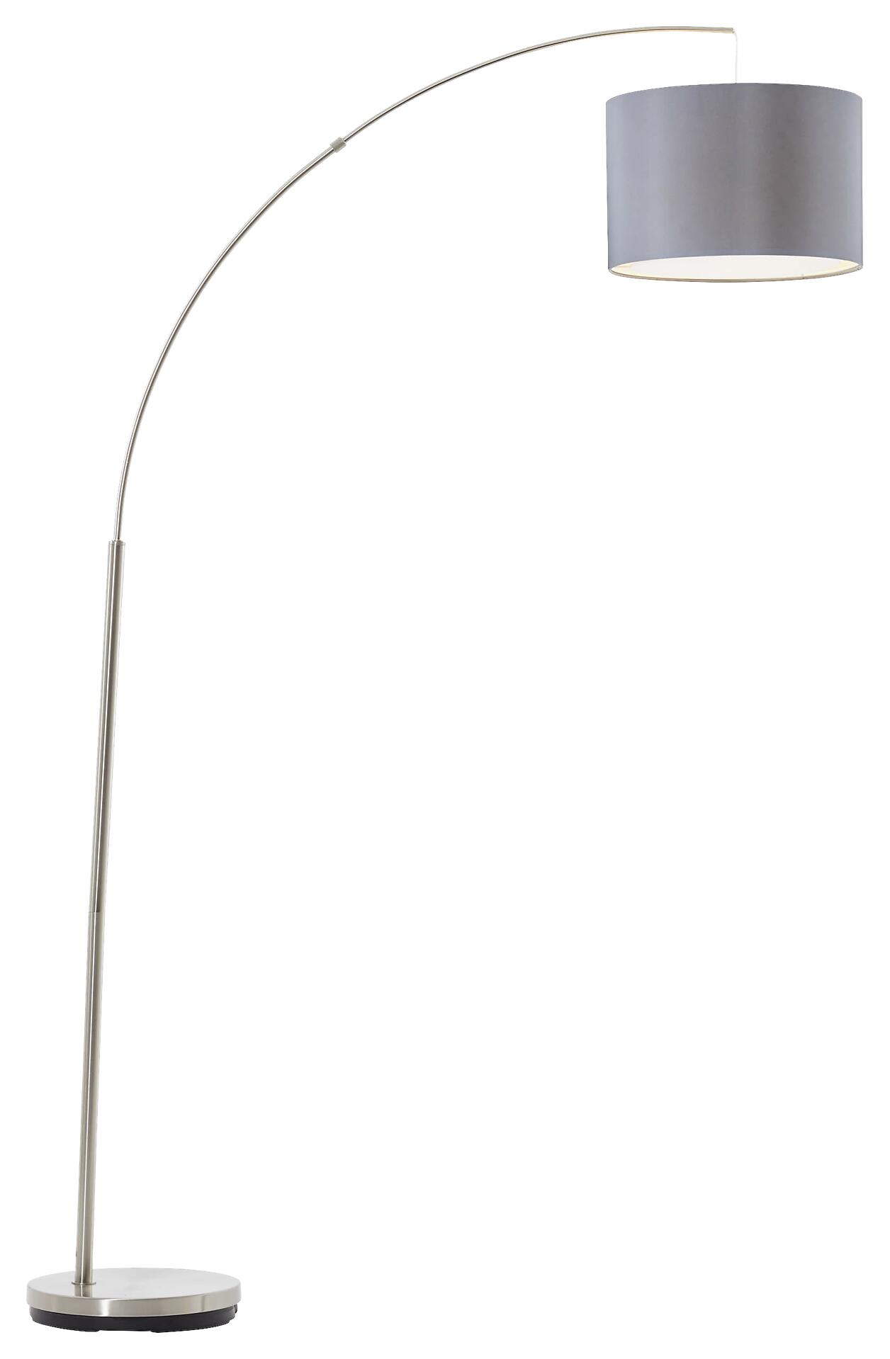 Brilliant Stehleuchte Claire nickel matt grau Metall Textil B/H/T: ca. 36x180x113 cm E27 1 Brennstellen