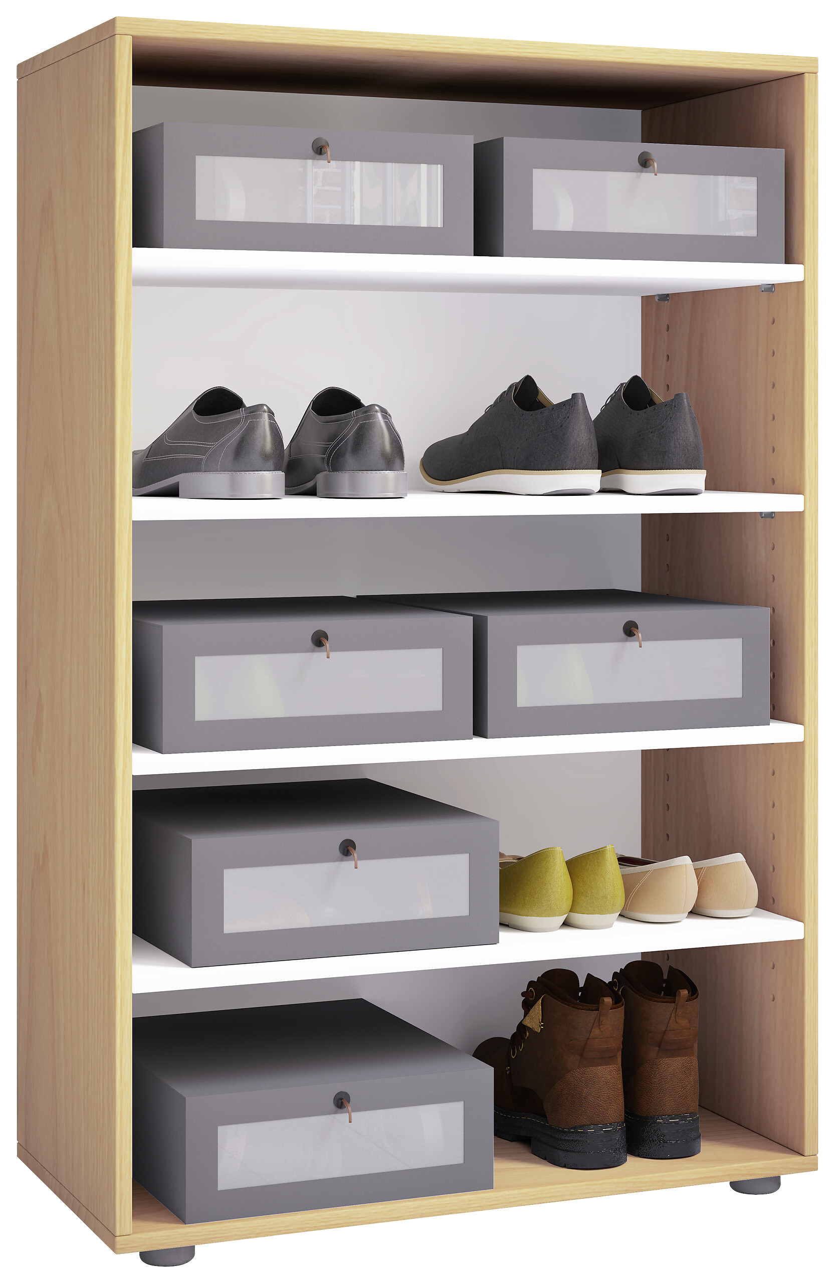 Schuhregal Lona buche Nachbildung weiß B/H/T: ca. 70x110x37 cm